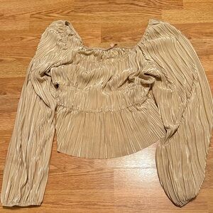 NWOT Evolutionary Gold Pleated Off-Shoulder Blouse XL